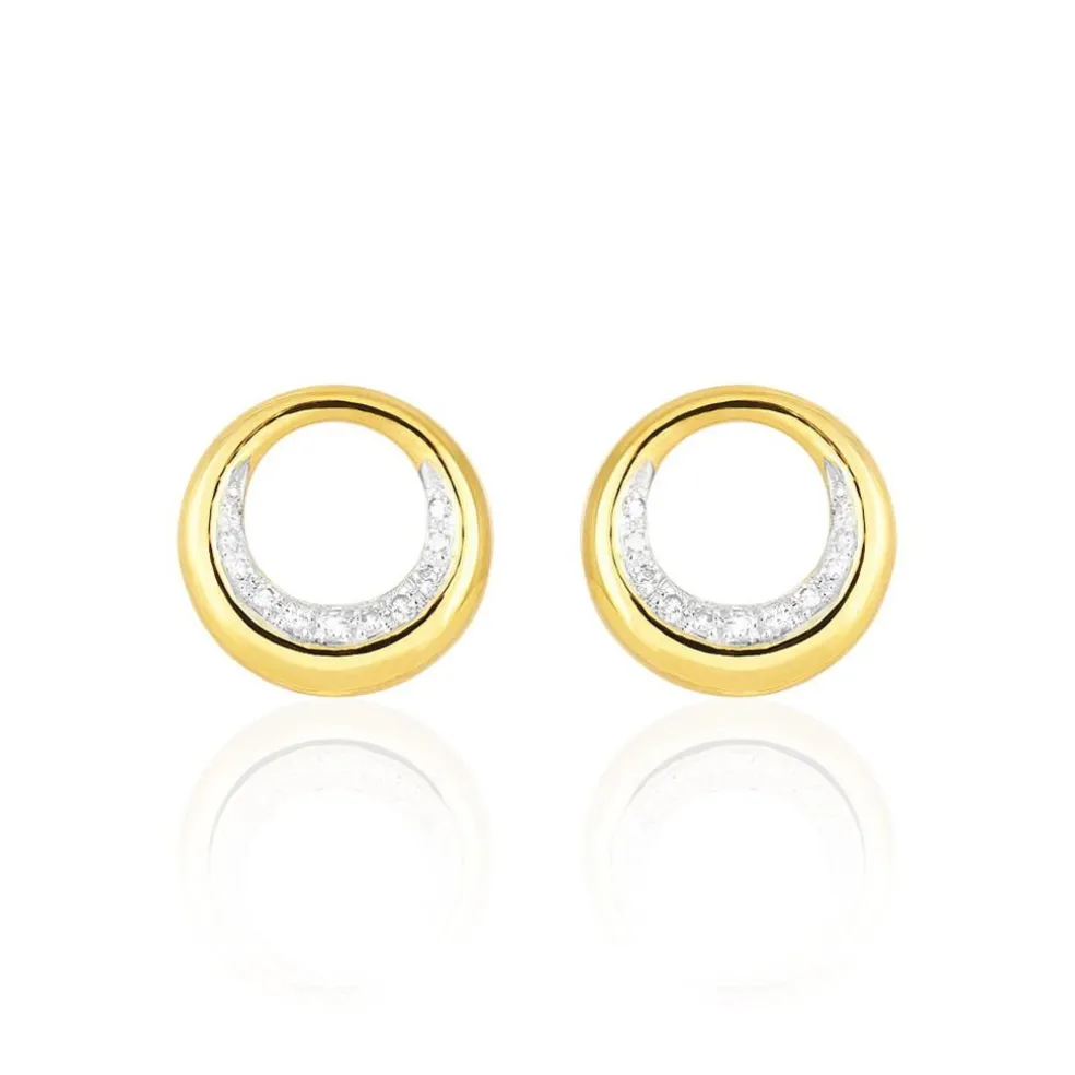 Boucles D'oreilles Puces Batoul Or Jaune Diamant
