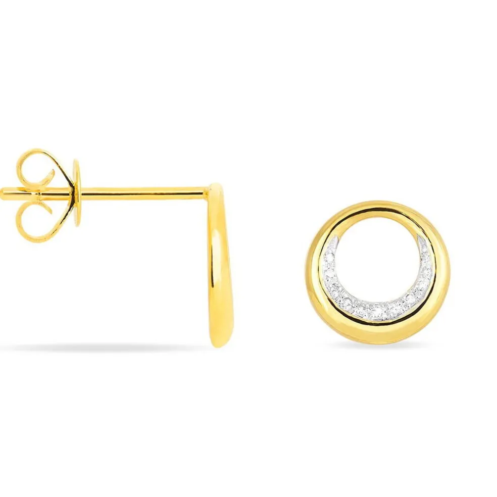 Boucles D'oreilles Puces Batoul Or Jaune Diamant