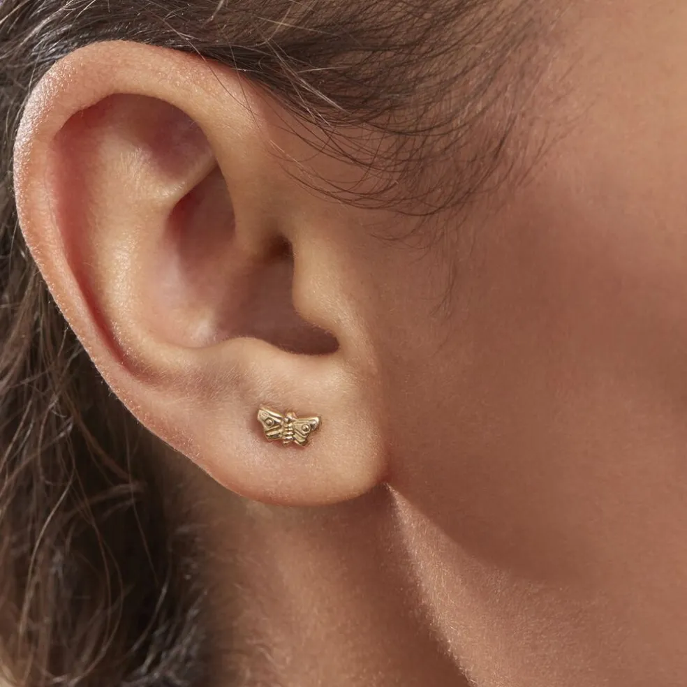 Boucles D'oreilles Puces Bartholomee Papillon Or Jaune