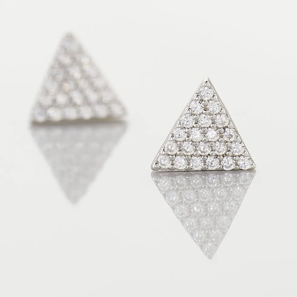 Boucles D'oreilles Puces Brendana Argent Blanc Oxyde De Zirconium