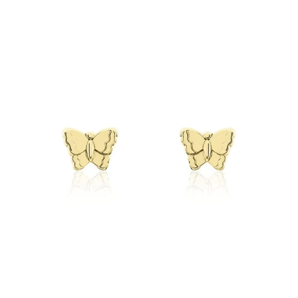 Boucles D'oreilles Puces Bartholomée Papillon Or Jaune