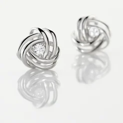 Boucles D'oreilles Puces Bouton D'or Argent Blanc Oxyde De Zirconium