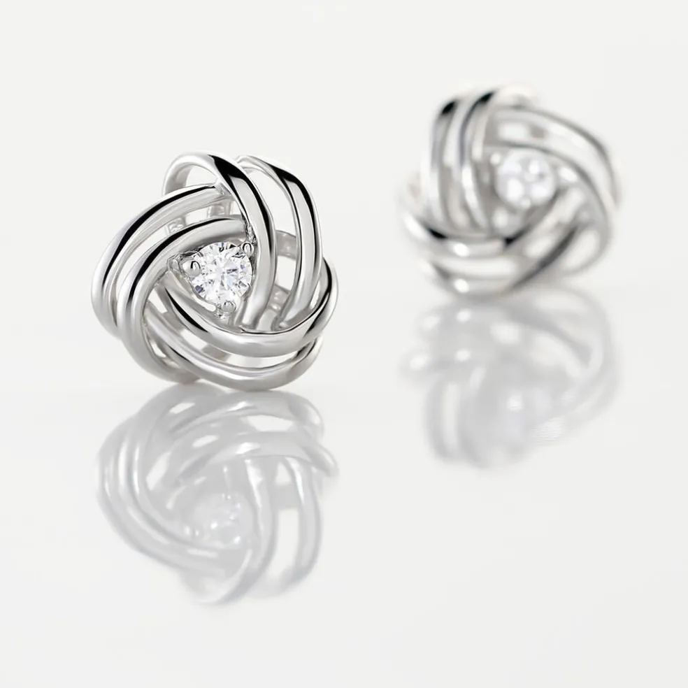 Boucles D'oreilles Puces Bouton D'or Argent Blanc Oxyde De Zirconium