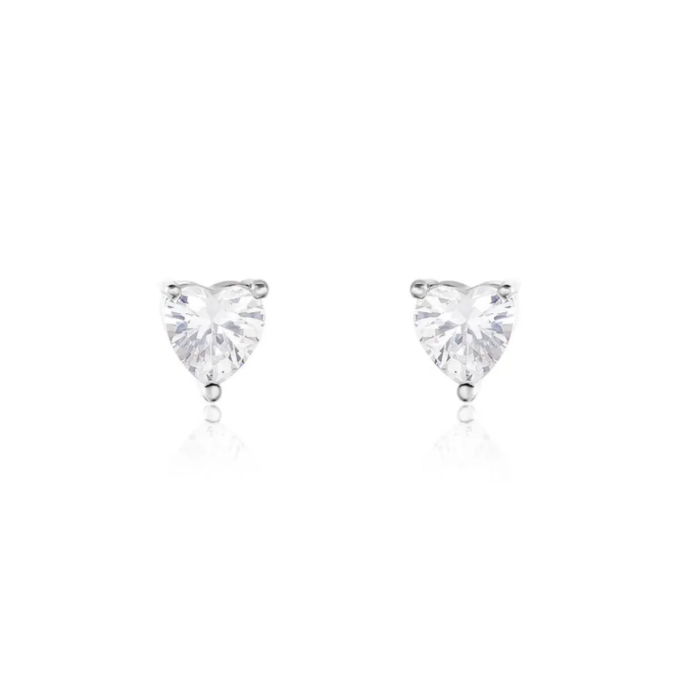Boucles D'oreilles Puces Breana Argent Blanc Oxyde De Zirconium