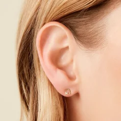 Boucles D'Oreilles Puces Brent Or Jaune Oxyde De Zirconium