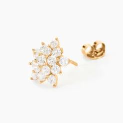 Boucles D'oreilles Puces Bleuenn Plaqué Or Jaune Oxyde De Zirconium