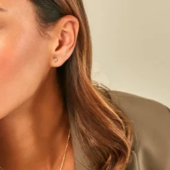 Boucles D'Oreilles Puces Brent Or Jaune Oxyde De Zirconium