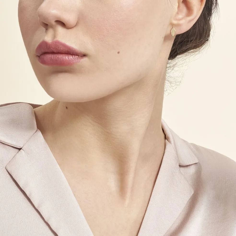 Boucles D'oreilles Puces Bartolomea Feuilles Or Jaune