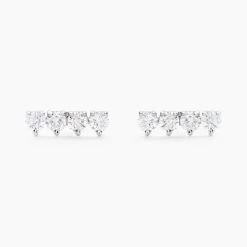 Boucles D'oreilles Puces Blitalia Or Blanc Diamant Synthétique