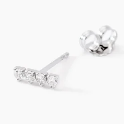 Boucles D'oreilles Puces Blitalia Or Blanc Diamant Synthétique