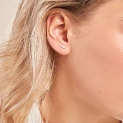 Boucles D'oreilles Puces Blitalia Or Blanc Diamant Synthétique