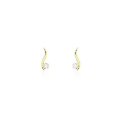 Boucles D'oreilles Puces Beryl Virgule Or Jaune Oxyde De Zirconium