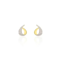 Boucles D'oreilles Puces Boucle D'or Or Jaune Oxyde De Zirconium
