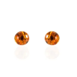 Boucles D'oreilles Puces Brunhild Argent Blanc Ambre