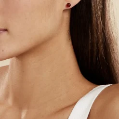 Boucles D'oreilles Puces Brunhild Argent Blanc Ambre