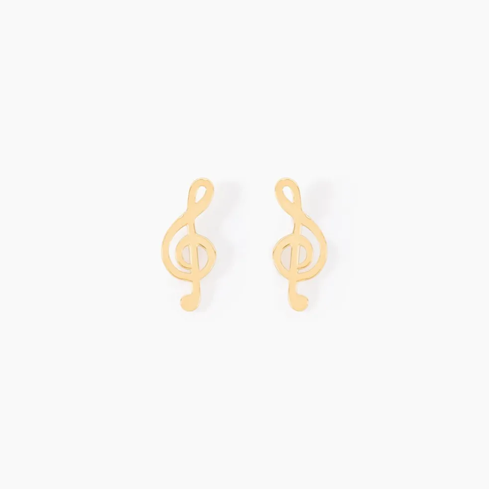 Boucles D'oreilles Puces Bayram Musique Or Jaune