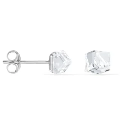 Boucles D'oreilles Puces Bridie Argent Blanc Pierre De Synthese