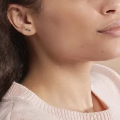 Boucles D'oreilles Puces Birati Argent Blanc