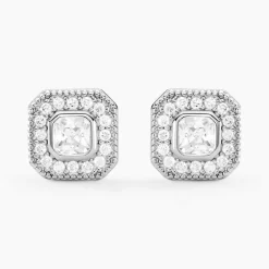 Boucles D'oreilles Puces Baroque Party Argent Blanc Oxyde De Zirconium