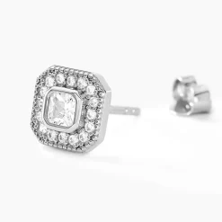 Boucles D'oreilles Puces Baroque Party Argent Blanc Oxyde De Zirconium