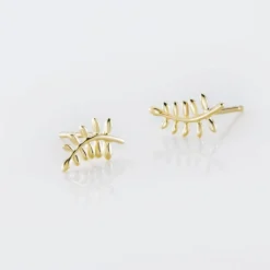 Boucles D'oreilles Puces Bartolomea Feuilles Or Jaune