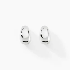 Boucles D'oreilles Puces Curve Argent Blanc