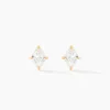 Boucles D'Oreilles Puces Collection Icone Or Jaune Diamant Synthétique