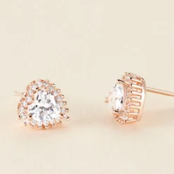 Boucles D'oreilles Puces Calvi Argent Rose Oxyde De Zirconium