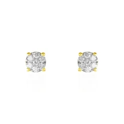 Boucles D'oreilles Puces Charlene Or Jaune Diamant Synthetique