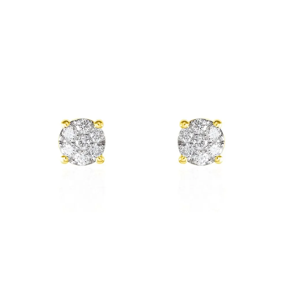 Boucles D'oreilles Puces Charlene Or Jaune Diamant Synthetique