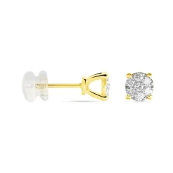 Boucles D'oreilles Puces Charlene Or Jaune Diamant Synthetique