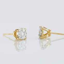 Boucles D'oreilles Puces Charlene Or Jaune Diamant Synthetique