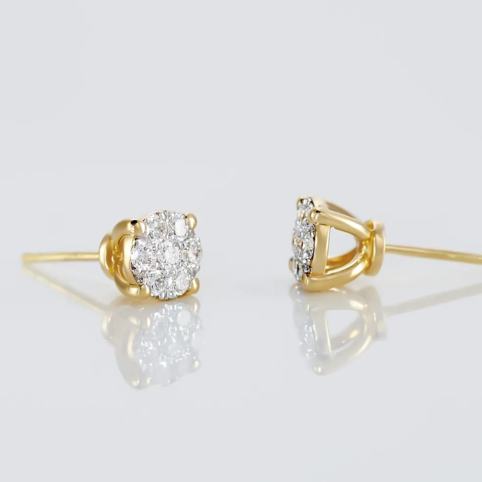 Boucles D'oreilles Puces Charlene Or Jaune Diamant Synthetique