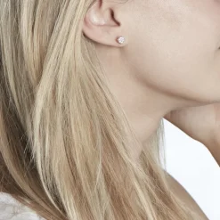 Boucles D'oreilles Puces Charlene Or Jaune Diamant Synthetique