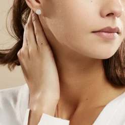 Boucles D'oreilles Puces Classic Or Blanc Oxyde De Zirconium