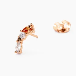 Boucles D'oreilles Puces Camelia Argent Rose Oxyde
