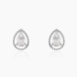 Boucles D'oreilles Puces Cyra Argent Blanc Oxyde De Zirconium