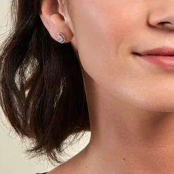 Boucles D'oreilles Puces Cyra Argent Blanc Oxyde De Zirconium