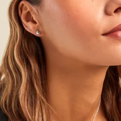 Boucles D'oreilles Puces Cloélie Argent Blanc