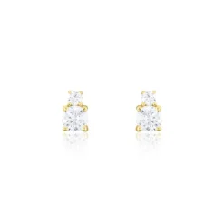 Boucles D'oreilles Puces Constancia Or Jaune Oxyde De Zirconium