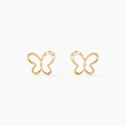 Boucles D'oreilles Puces Camomille Or Jaune Oxyde De Zirconium