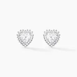 Boucles D'oreilles Puces Calvi Argent Blanc Oxyde De Zirconium