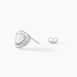 Boucles D'oreilles Puces Calvi Argent Blanc Oxyde De Zirconium