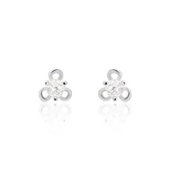 Boucles D'oreilles Puces Charlyne Argent Blanc Oxyde De Zirconium