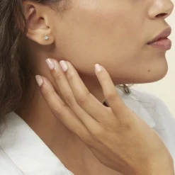 Boucles D'oreilles Puces Charlyne Argent Blanc Oxyde De Zirconium