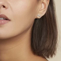 Boucles D'oreilles Puces Corneliana Argent Blanc Oxyde De Zirconium