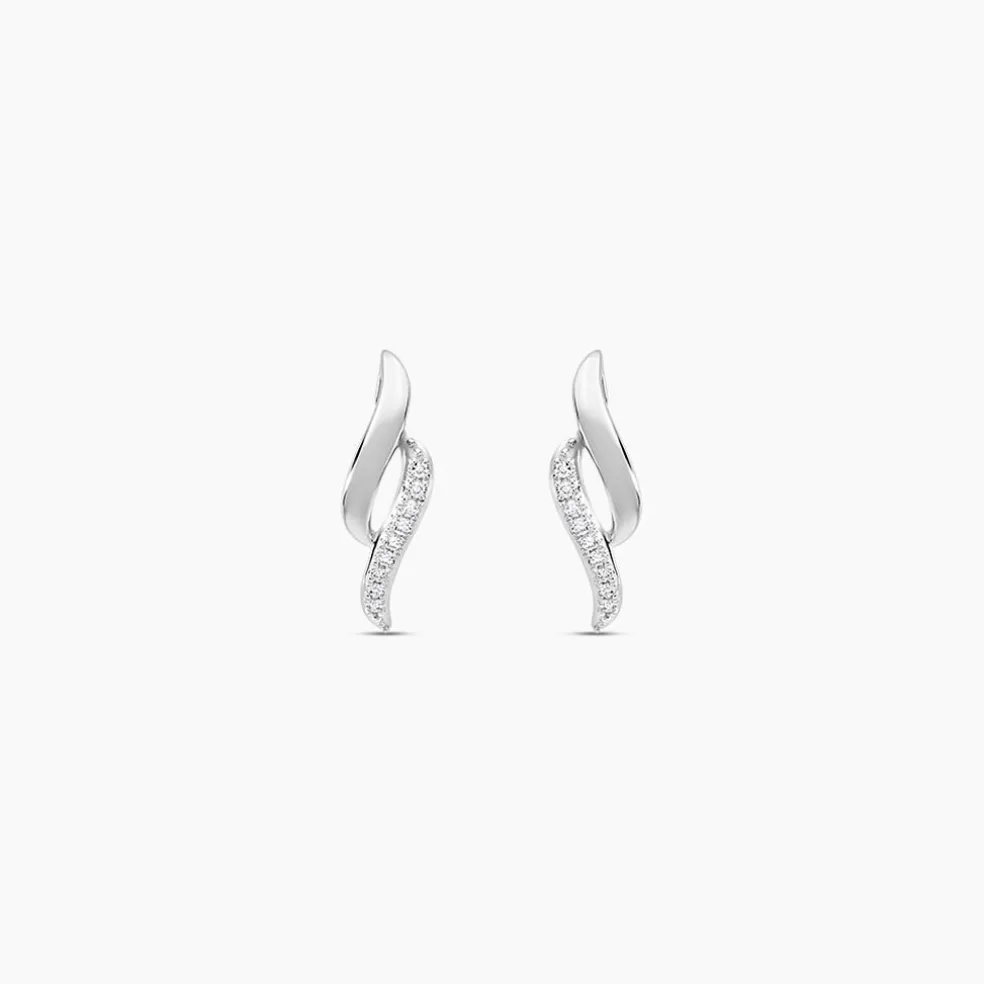 Boucles D'oreilles Puces Callum Or Blanc Diamant