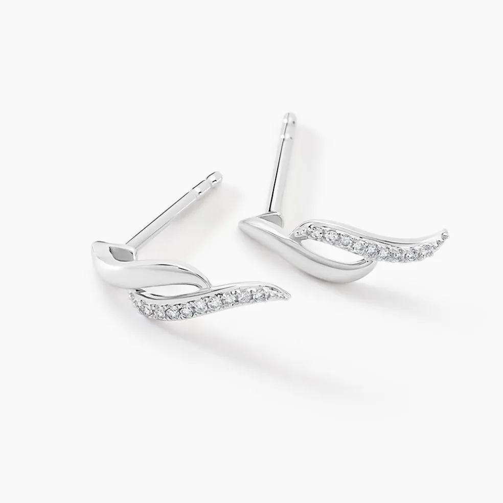 Boucles D'oreilles Puces Callum Or Blanc Diamant