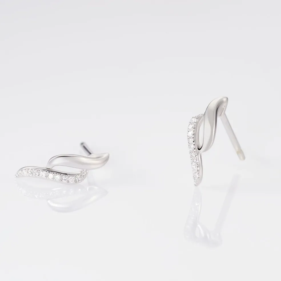 Boucles D'oreilles Puces Callum Or Blanc Diamant