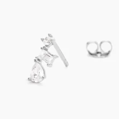 Boucles D'oreilles Puces Chadia Argent Blanc Oxyde De Zirconium